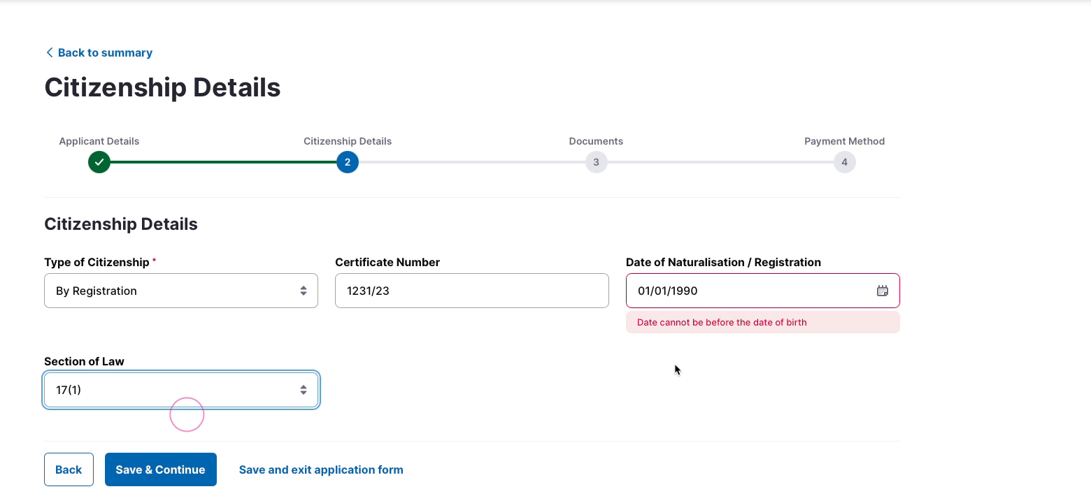14 - Step 9a - Citizenship Details date error.png
